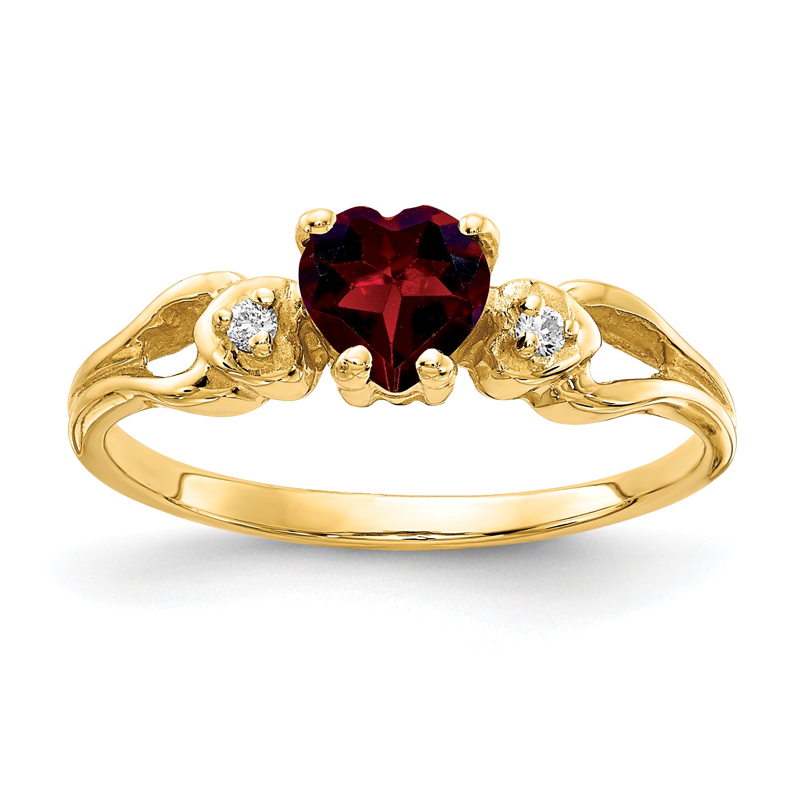 14k 5mm Heart Garnet AAA Diamond ring
