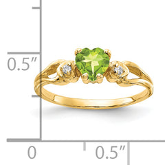 14k 5mm Heart Peridot AAA Diamond ring