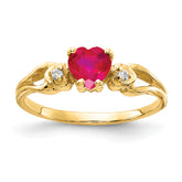 14k 5mm Heart Ruby AA Diamond ring