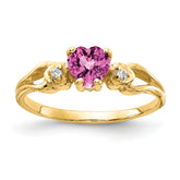 14k 5mm Heart Pink Sapphire AA Diamond ring