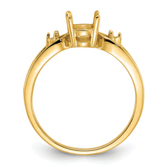 14k Polished .05ct. Diamond & 7x5 Oval Gemstone Ring Mounting (No Stone Included)