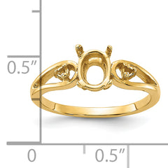 14k Polished .05ct. Diamond & 7x5 Oval Gemstone Ring Mounting (No Stone Included)