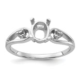 14k White Gold Polished .05ct. Diamond & 7x5 Oval Gemstone Ring Mounting (No Stone Included)