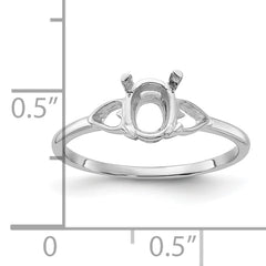 14k White Gold Polished 7x5 Oval Gemstone Ring Mounting (No Stone Included)