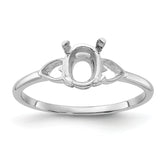 14k White Gold Polished 7x5 Oval Gemstone Ring Mounting (No Stone Included)