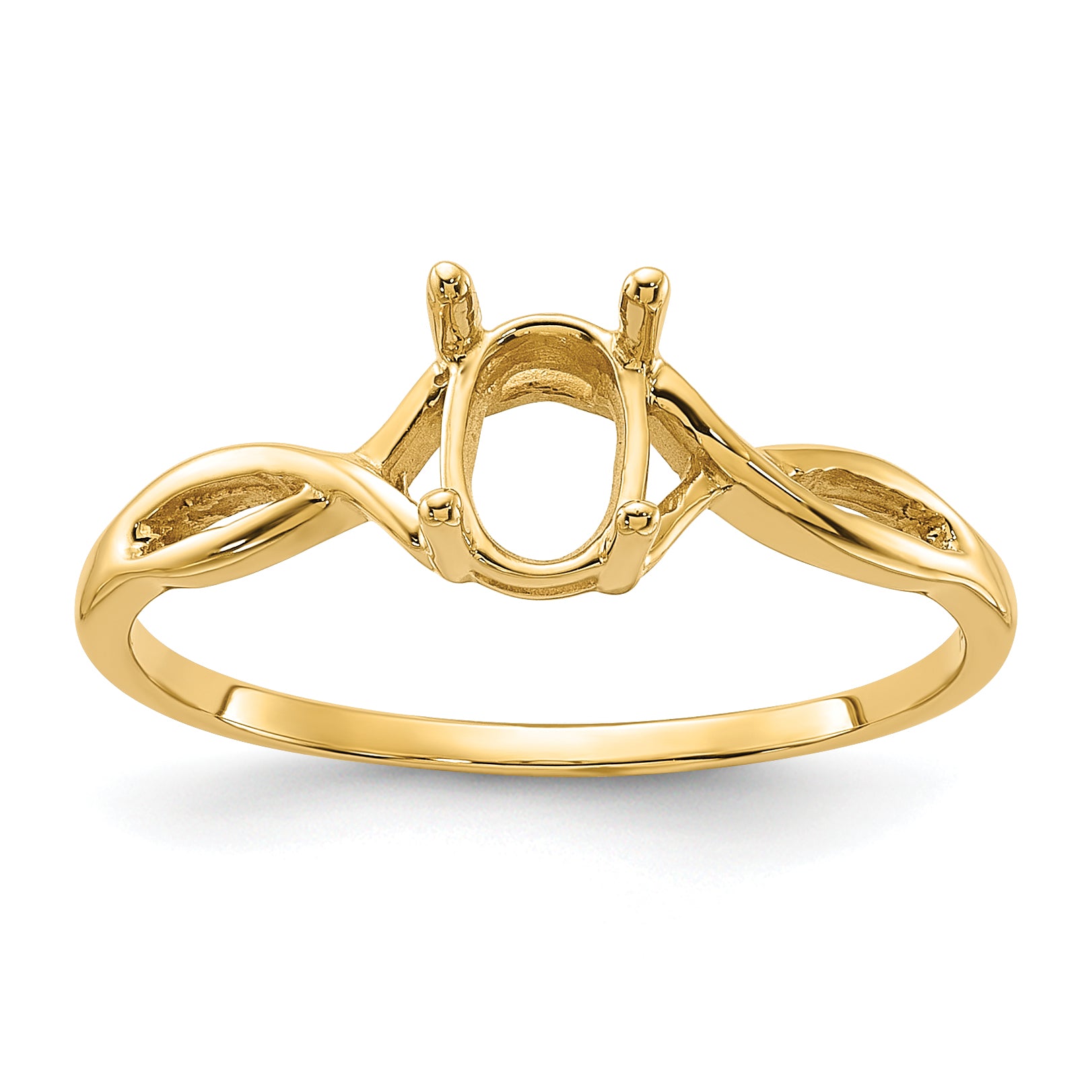 14k Polished 7x5 Oval Gemstone Ring Mounting (No Stone Included)