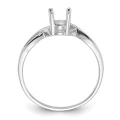 14k White Gold Polished 7x5 Oval Gemstone Ring Mounting (No Stone Included)