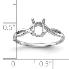 14k White Gold Polished 7x5 Oval Gemstone Ring Mounting (No Stone Included)