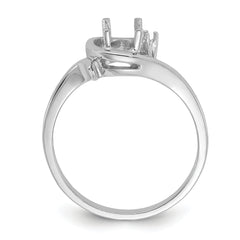 14k White Gold Polished .01ct. Diamond & 7x5 Oval Gemstone Ring Mounting (No Stone Included)