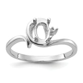 14k White Gold Polished .01ct. Diamond & 7x5 Oval Gemstone Ring Mounting (No Stone Included)