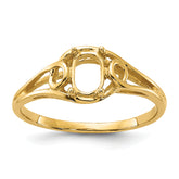 14k Polished 6x4 Oval Gemstone Ring Mounting (No Stone Included)