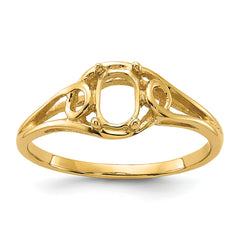 14k Polished 6x4 Oval Gemstone Ring Mounting (No Stone Included)