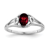 14k White Gold 6x4mm Oval Garnet ring