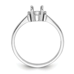 14k White Gold Polished 7x5 Oval Gemstone Ring Mounting (No Stone Included)