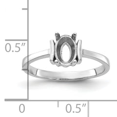 14k White Gold Polished 7x5 Oval Gemstone Ring Mounting (No Stone Included)