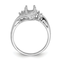 14k White Gold Diamond / 7x5mm Oval Gemstone Ring Mounting (No Stone Included)