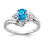 Oval Blue Topaz Diamond Ring in 14K White Gold, 7x5mm (1/15 ct. tw.), Size 6 - Sophia Jewelers