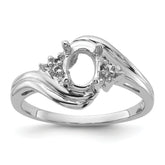 14k White Gold Diamond / 7x5mm Oval Gemstone Ring Mounting (No Stone Included)