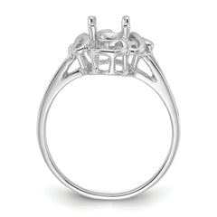 14k White Gold Polished 7x5 Oval Gemstone Ring Mounting (No Stone Included)