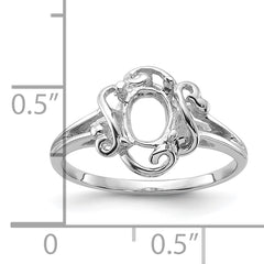 14k White Gold Polished 7x5 Oval Gemstone Ring Mounting (No Stone Included)