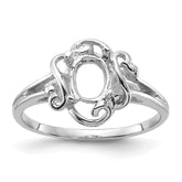 14k White Gold Polished 7x5 Oval Gemstone Ring Mounting (No Stone Included)
