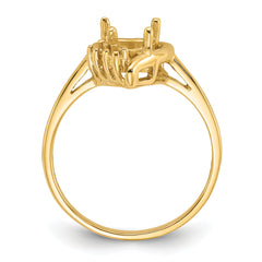 14k Polished .03ct. Diamond & 6mm Heart Gemstone Ring Mounting (No Stone Included)
