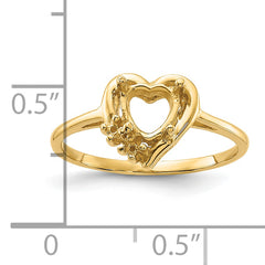 14k Polished .03ct. Diamond & 6mm Heart Gemstone Ring Mounting (No Stone Included)