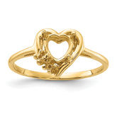 14k Polished .03ct. Diamond & 6mm Heart Gemstone Ring Mounting (No Stone Included)