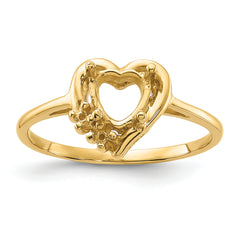 14k Polished .03ct. Diamond & 6mm Heart Gemstone Ring Mounting (No Stone Included)