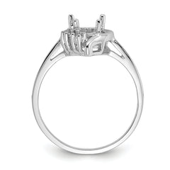 14k White Gold Polished .03ct. Diamond & 6mm Heart Gemstone Ring Mounting (No Stone Included)