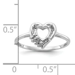 14k White Gold Polished .03ct. Diamond & 6mm Heart Gemstone Ring Mounting (No Stone Included)