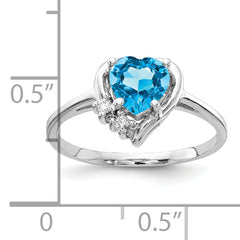 14k White Gold Blue Topaz Diamond ring