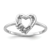 14k White Gold Polished .03ct. Diamond & 6mm Heart Gemstone Ring Mounting (No Stone Included)