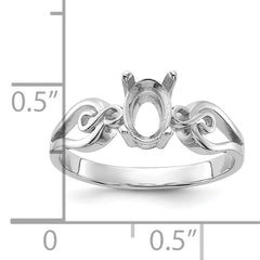 14k White Gold Polished7x5Oval Gemstone Ring Mounting (No Stone Included)
