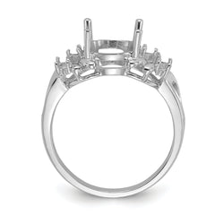 14k White Gold Polished .11ct. Diamond & 10x8 Oval Gemstone Ring Mounting (No Stone Included)
