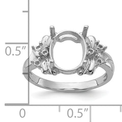14k White Gold Polished .11ct. Diamond & 10x8 Oval Gemstone Ring Mounting (No Stone Included)
