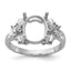 14k White Gold Polished .11ct. Diamond & 10x8 Oval Gemstone Ring Mounting (No Stone Included)