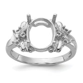 14k White Gold Polished .11ct. Diamond & 10x8 Oval Gemstone Ring Mounting (No Stone Included)
