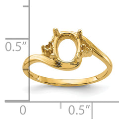 14k Polished .04ct. Diamond & 8x6 Oval Gemstone Ring Mounting (No Stone Included)