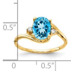 14k Blue Topaz Diamond ring