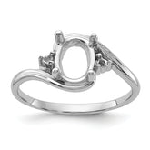 14k White Gold .03ct. Diamond / 8x6 Oval Gemstone Ring Mounting (No Stone Included)