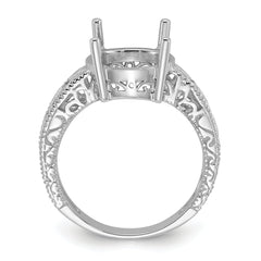 14k White Gold .02ct. Diamond & 12x10 Oval Gemstone Ring Mounting (No Stone Included)