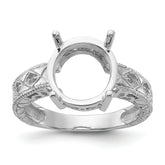 14k White Gold .02ct. Diamond & 12x10 Oval Gemstone Ring Mounting (No Stone Included)