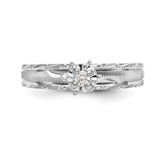 14k White Gold AA Quality 1/20 carat Diamond Trio Complete Engagement Ring