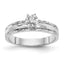 14k White Gold AA Quality 1/20 carat Diamond Trio Complete Engagement Ring