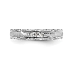 14k White Gold AA Quality .03 carat Diamond Trio Ladies Complete Wedding Band