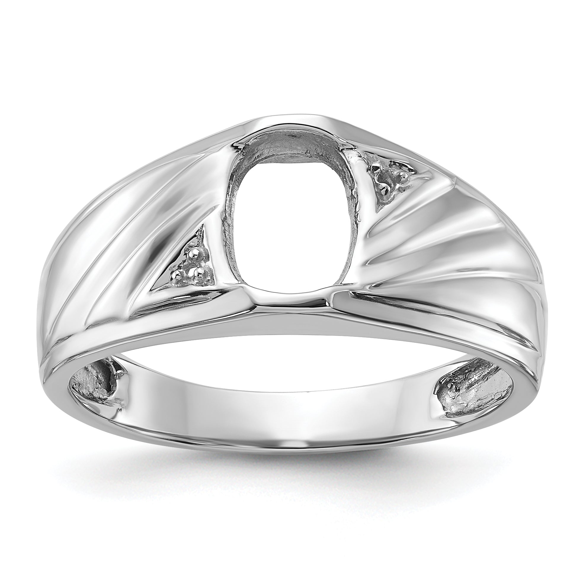 14k White Gold Mens Diamond and Onyx Ring Mounting (No Stone Included)