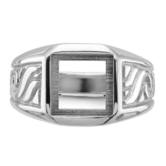 14k white men's onyx ring Mounting (No Stone Included)