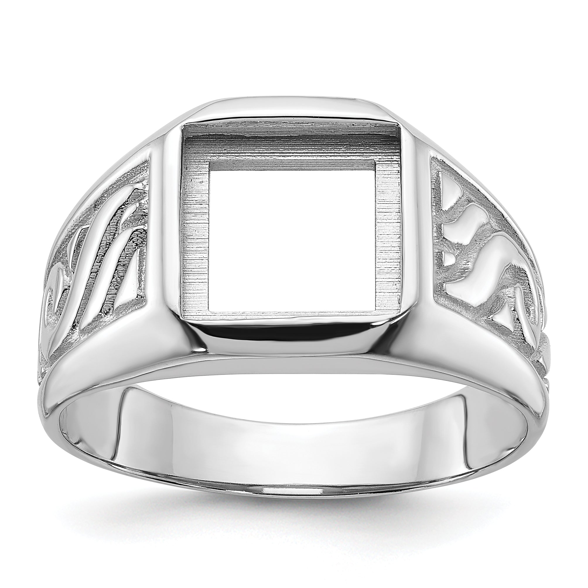 14k white men's onyx ring Mounting (No Stone Included)