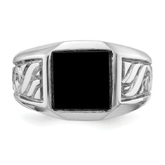 14k White Gold Men's Onyx Ring